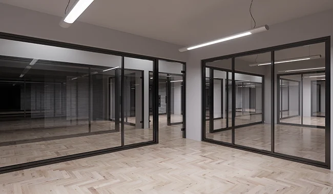 Interior Glass Partition System Office